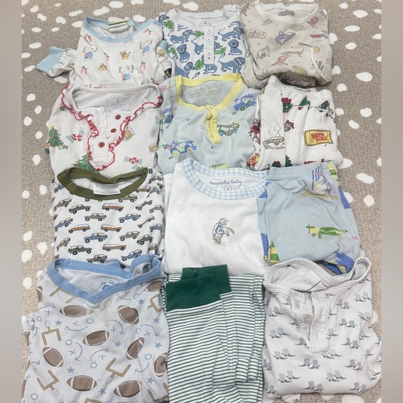 Lot of 13 Pima pajamas tee short sleeve long pants boys lake tbbc roller rabbit